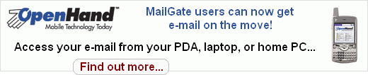 E-mail on the move, to your PDA, laptop, or PC, from OpenHand and MailGate